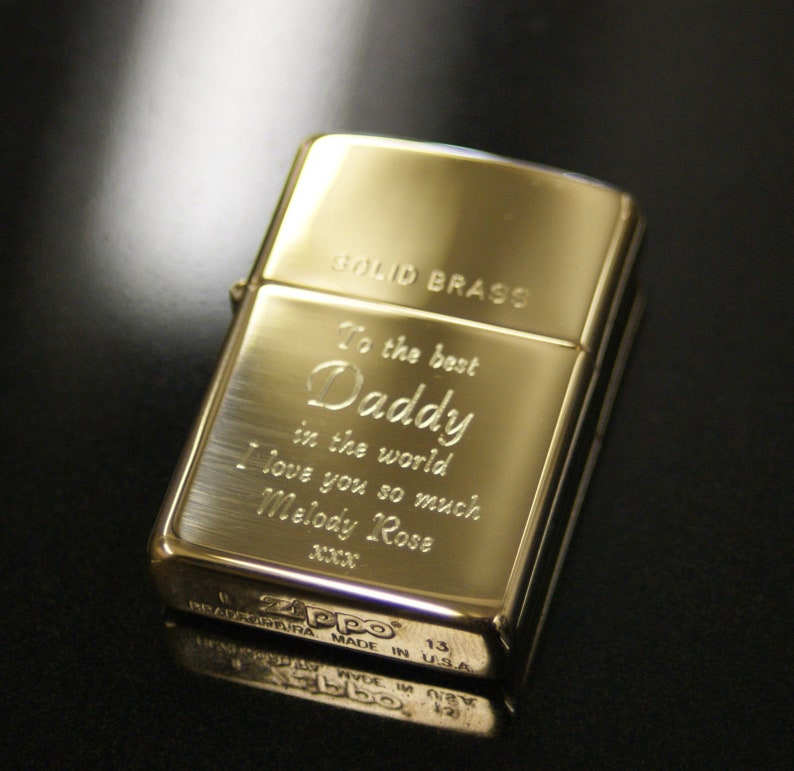 Personalised Zippo Lighters, free engraving, fast free delivery. Genuine Zippo - Polished And Brushed Chrome,Polished & Brushed Brass image 4