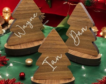 Handmade Walnut Christmas Tree Name. Chrismtas Dinner. Christmas Name Trees.