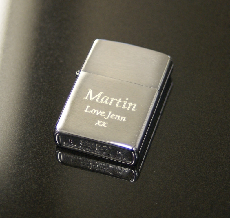Personalised Zippo Lighters, free engraving, fast free delivery. Genuine Zippo - Polished And Brushed Chrome,Polished & Brushed Brass image 6