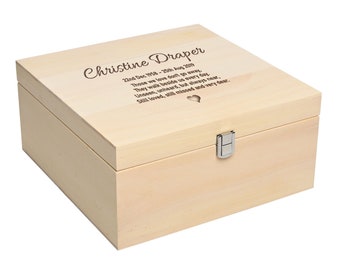 Personalised Wood Human Memorial Rememberance Adult Ashes Urn Square Large Cremation Casket - Choice of Designs