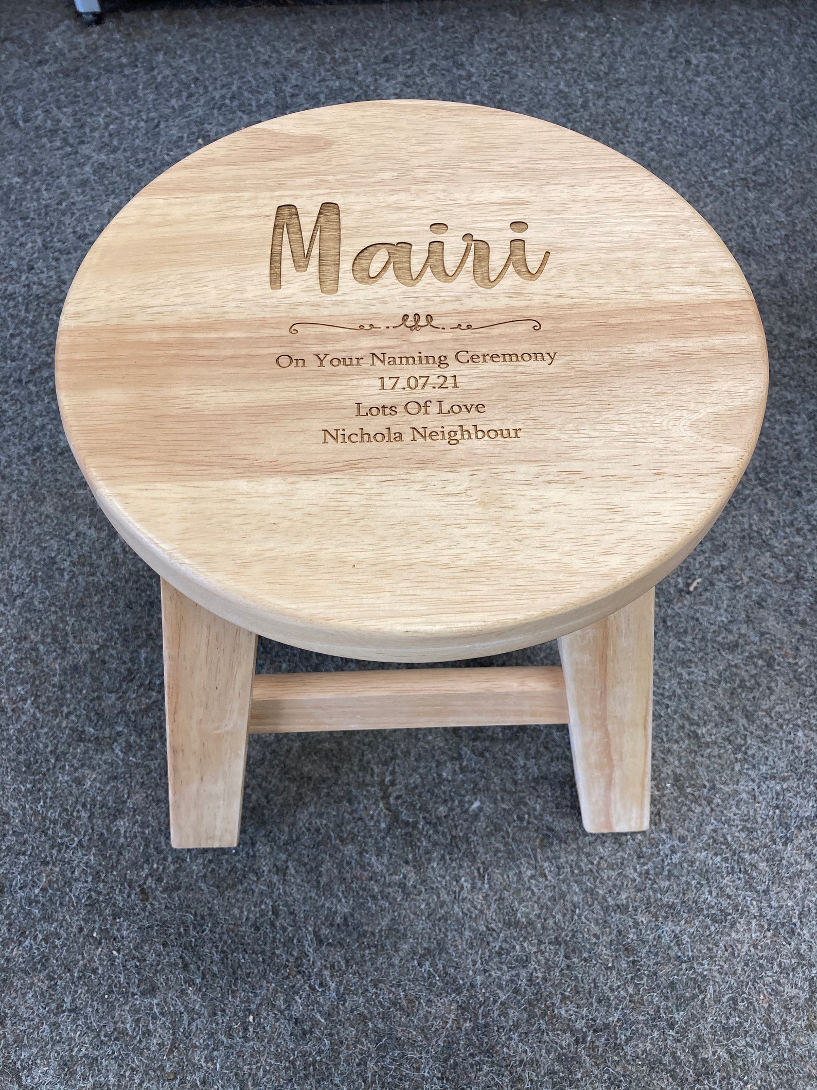 Personalised Wooden Childrens Stool Engraved Baby Toddler Etsy