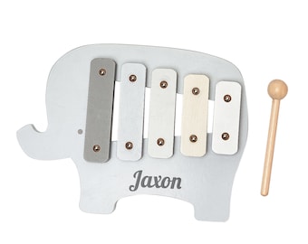 Personalised Elephant FSC Wooden Xylophone Children's Musical Christening Birthday New Born Baby Gift