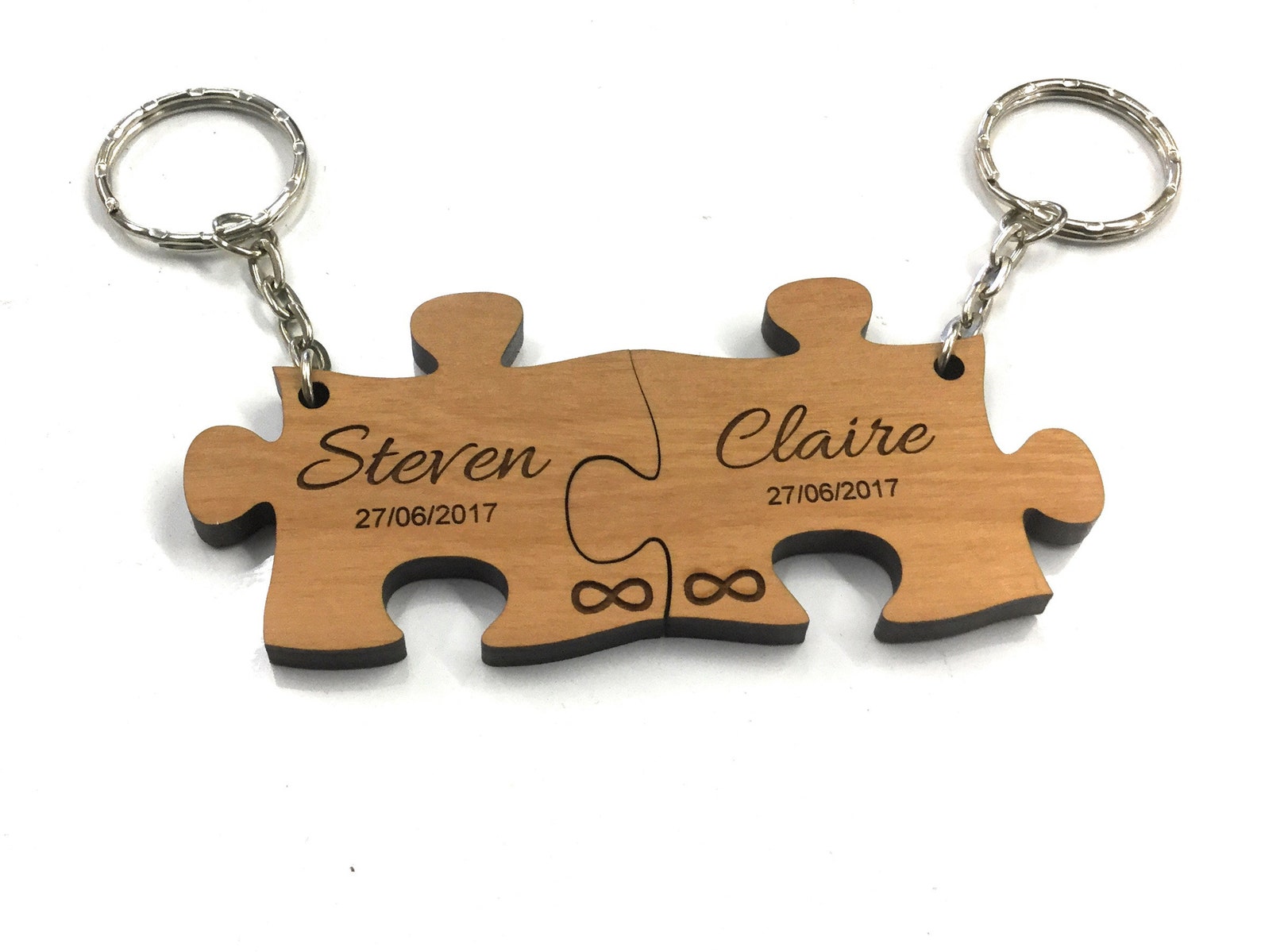 Personalised Pair of Infinity Symbol Jigsaw Keyrings - Laser Engraved ...