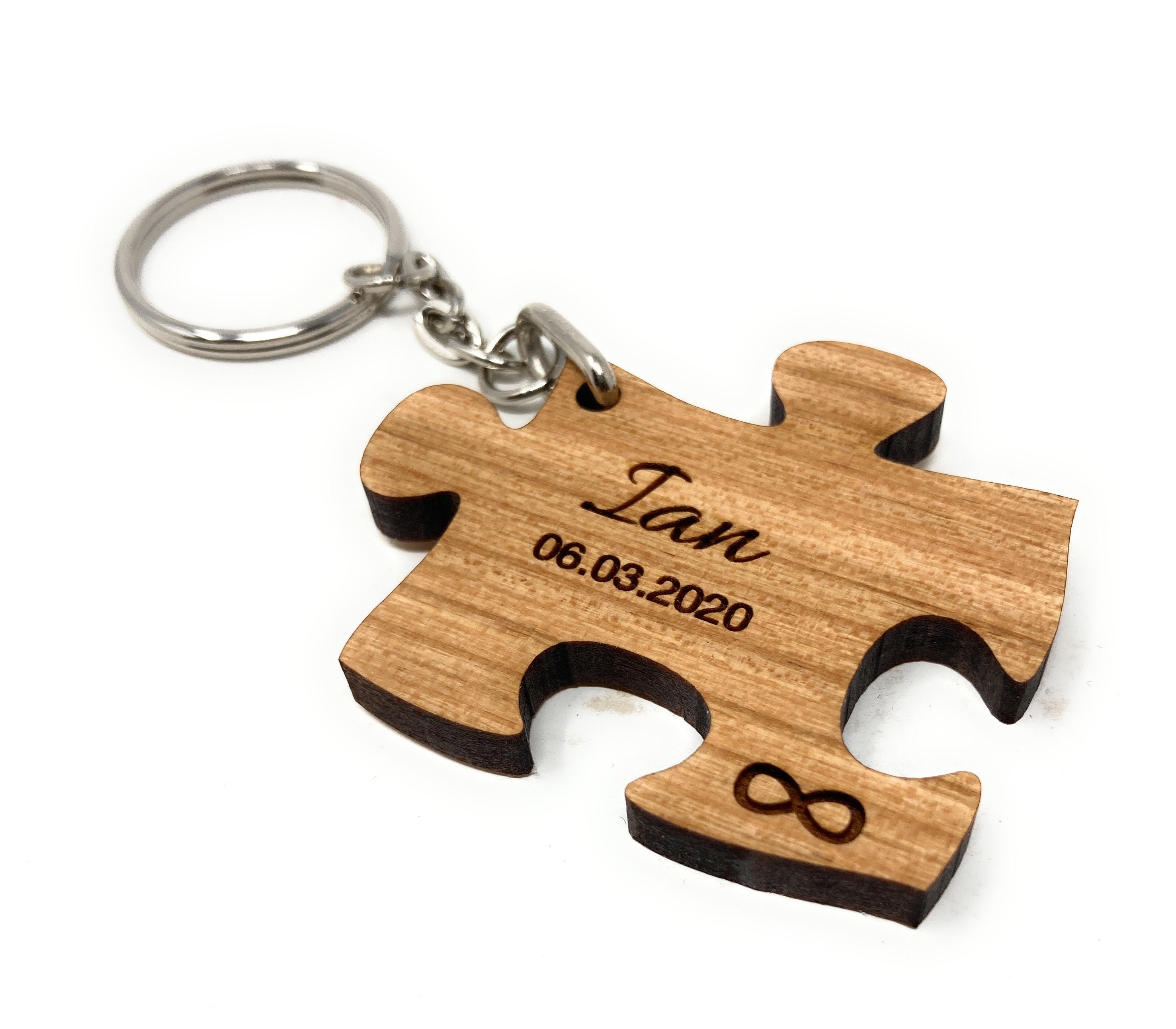 Personalised Pair of Infinity Symbol Jigsaw Keyrings - Laser Engraved ...