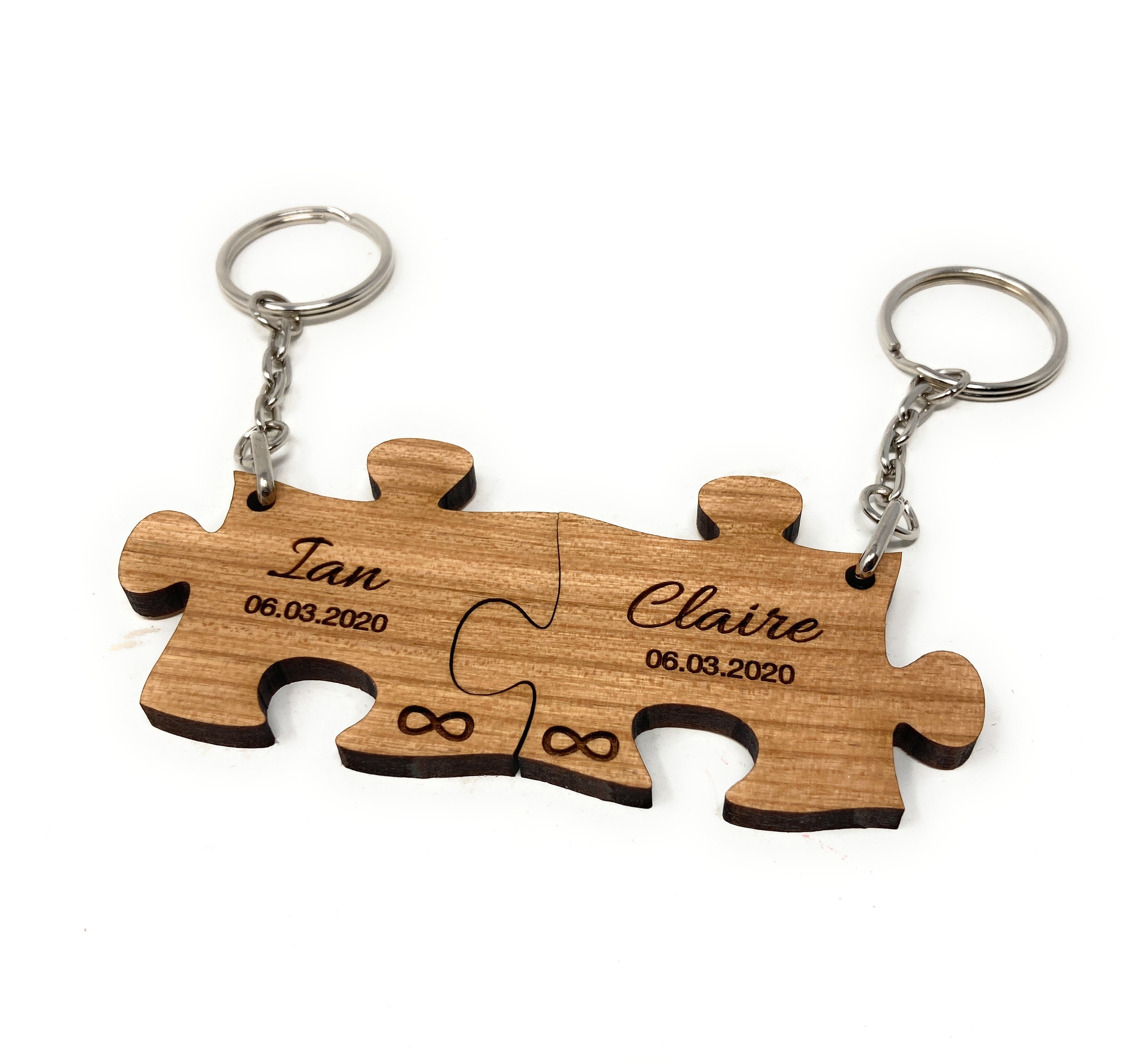Personalised Pair of Infinity Symbol Jigsaw Keyrings - Laser Engraved ...