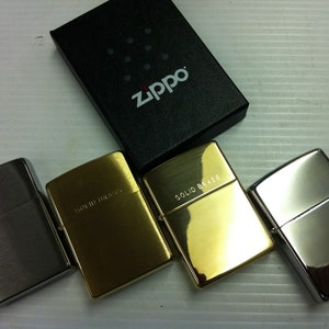 Personalised Zippo Lighters, free engraving, fast free delivery. Genuine Zippo - Polished And Brushed Chrome,Polished & Brushed Brass image 2