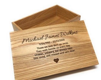 Personalised Small Oak Wood Human Memorial Remembrance Partial Adult Ashes Urn Cremation Casket  - Choice of Designs