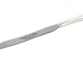 Personalised Silverplated Wedding Cake Knife - Wedding Anniversary Gift - Engraved with 2 Names and A Date