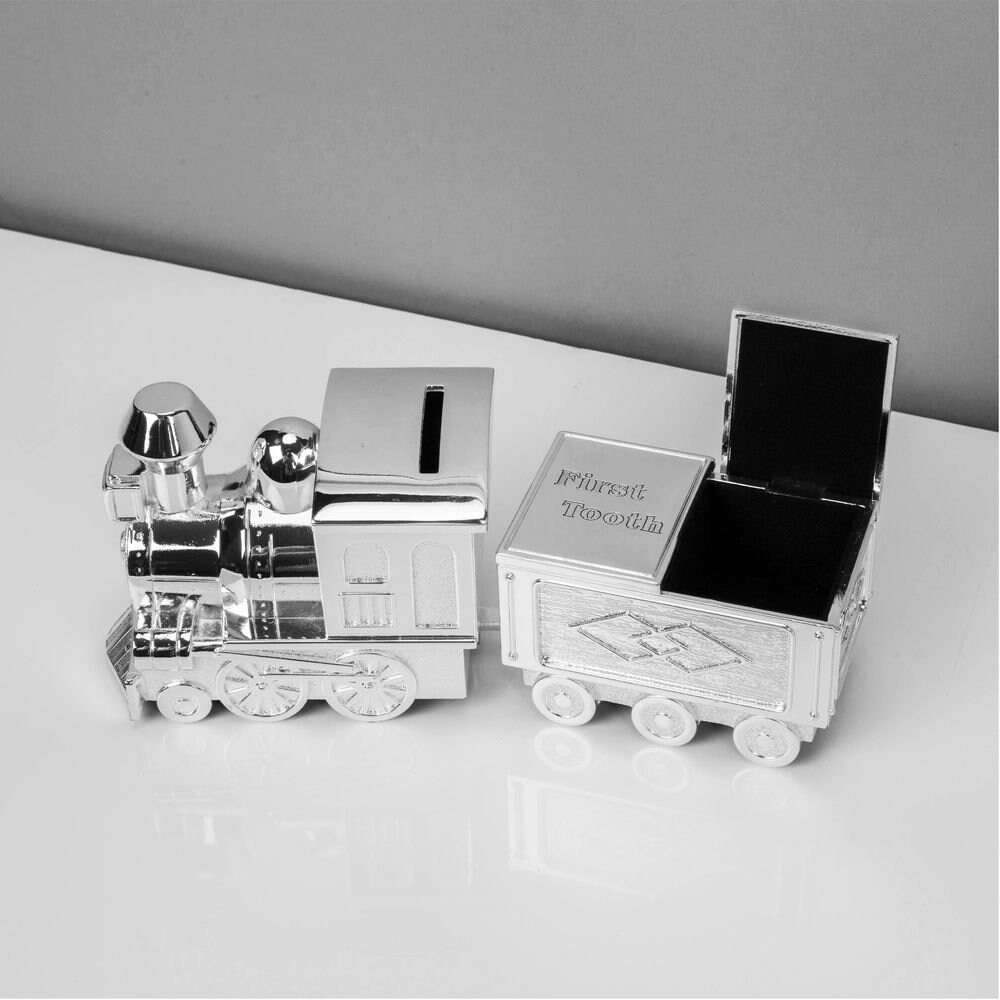 Personalised Silver Plated Train Money Box/first Tooth & Curl Etsy UK