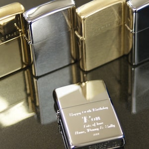 Personalised Zippo Lighters, free engraving, fast free delivery. Genuine Zippo - Polished And Brushed Chrome,Polished & Brushed Brass image 1