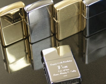 Personalised Zippo Lighters, free engraving, fast free delivery. Genuine Zippo - Polished And Brushed Chrome,Polished & Brushed Brass