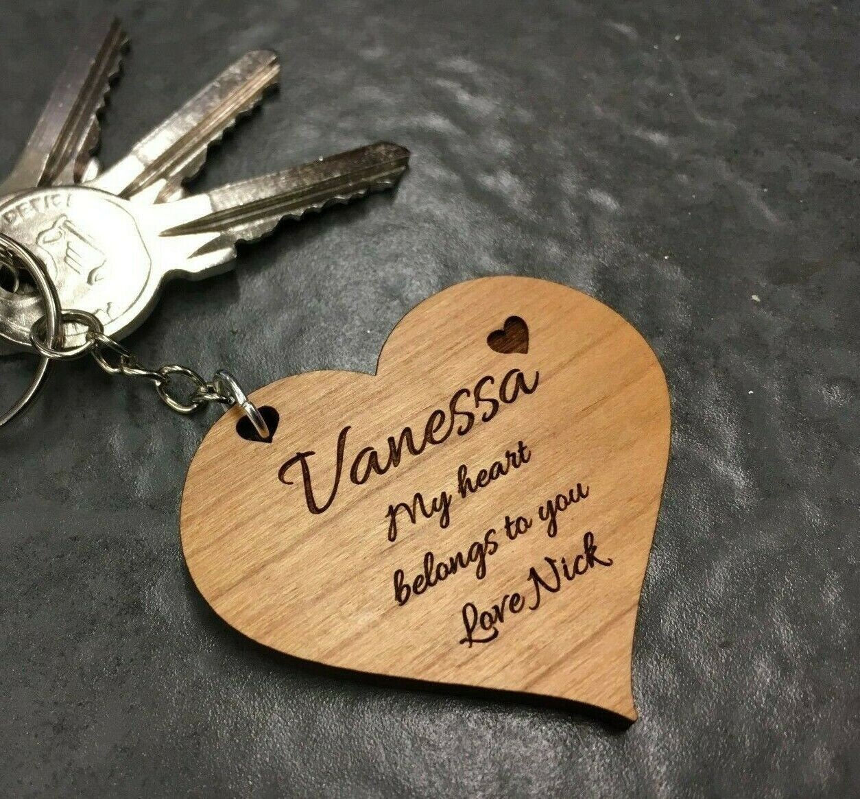 Personalised Heart Keyring Laser Engraved Love Gift Perfect Etsy