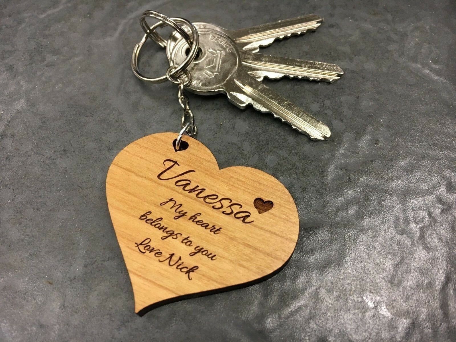 Personalised Heart Keyring Laser Engraved Love Gift Perfect Etsy