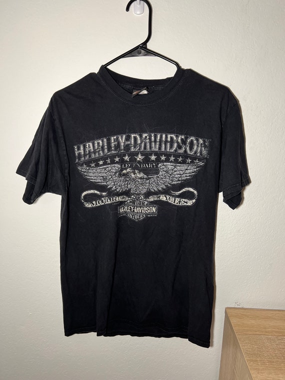 T-shirt Vintage Harley-Davidson Taille 2XL - Noir Avec Graphique Délavé, Occasion En Bon état, Coton Confortable