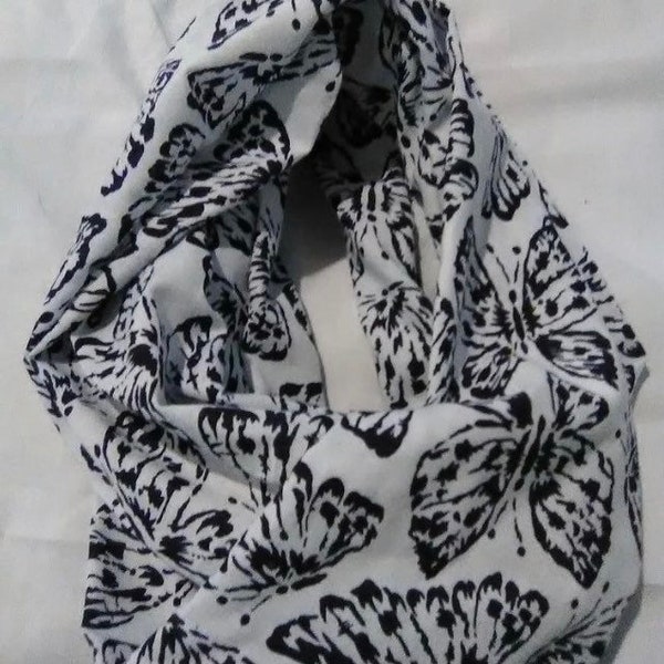 Black and white butterfly infinity scarf