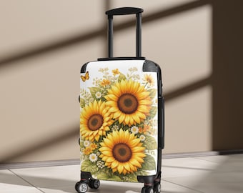 Kofferhoes zonnebloem: bagageskin met felle bloemen, zonnebloemen en vlinders