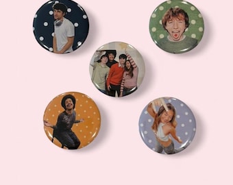 Hand-Made Bunch of Friends Polka Dot Pinback Buttons, Set of 5 | 2.25 in