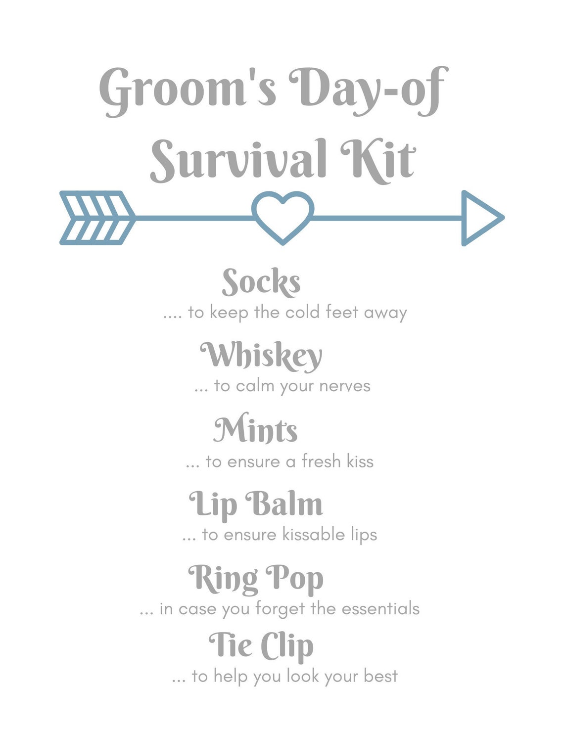 Groom's Day-of Survival Kit- Digital Print - Etsy