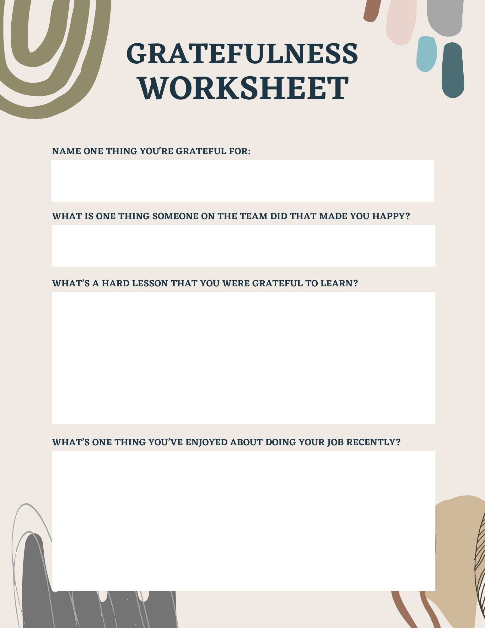 Gratefulness Worksheet Etsy Gratefulness Worksheet Etsy