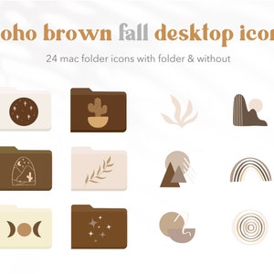 Boho Brown Fall MacBook Folder Icons | Boho Fall Palette | Illustrated Icons | Folder Icons | Desktop Icons | Instant Download | Wallpaper