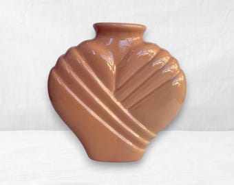 Vintage 1980's Pink Ceramic Art Deco Vase