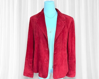 Vintage 90's Red Suede Blazer Jacket