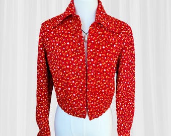 Vintage 70's Red Quilted Cropped Jacket Precious red quilted jacket circa 1970's