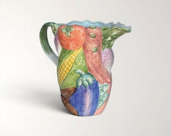 Vintage 1986 Fitz & Floyd Majolica Vegetable Garden Pitcher