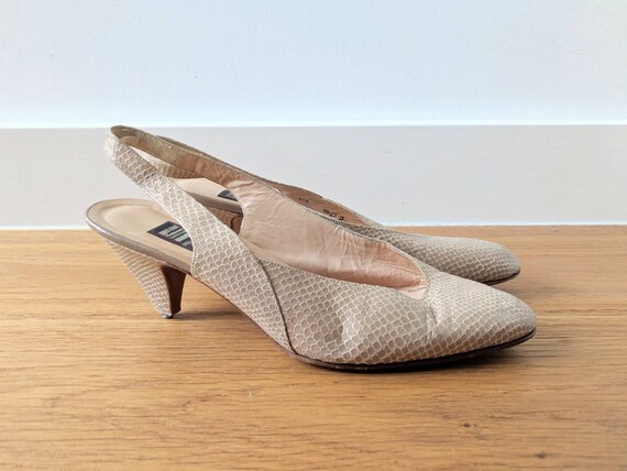 snakeskin slingback heels