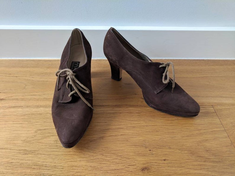 brown leather heeled mules