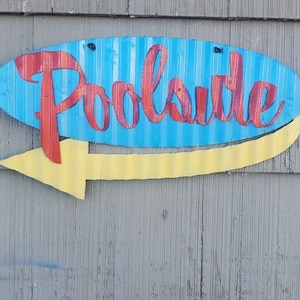 Poolside Mid-Century Retro Metal Sign/Hot tub/Patio/Swimming pool/Pool House