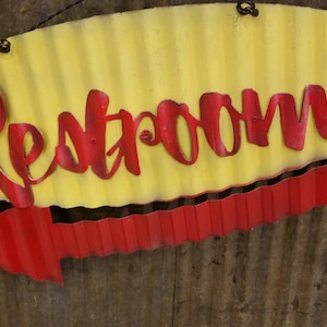Restrooms Mid-century Retro Metal Sign/bath/bathroom/restaurant/bar - Etsy