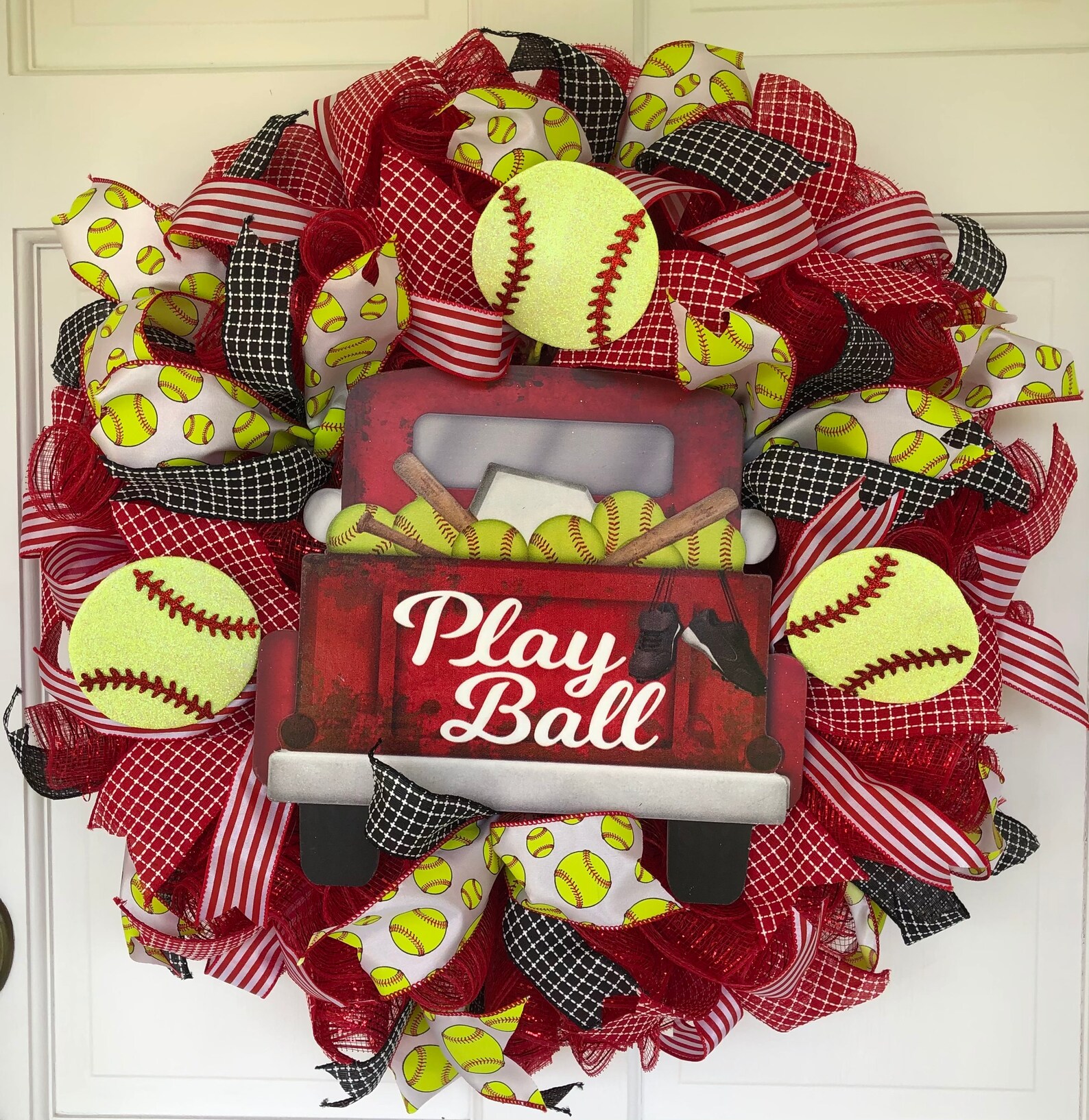 Softball Wreath, Softball Coach Gift, Softball Decor, Gift for Softball