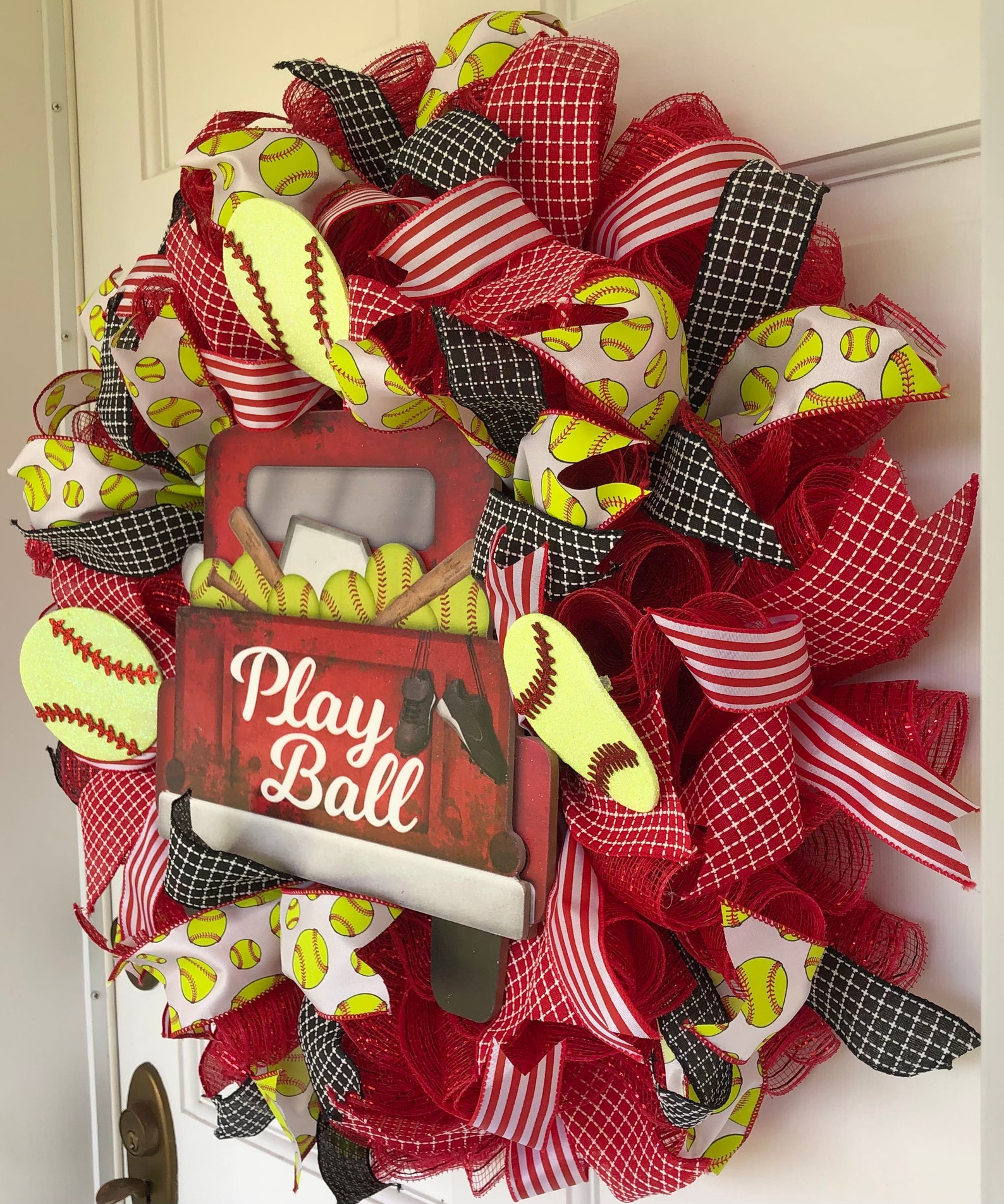 Softball Wreath Softball Coach Gift Softball Decor Gift for Etsy