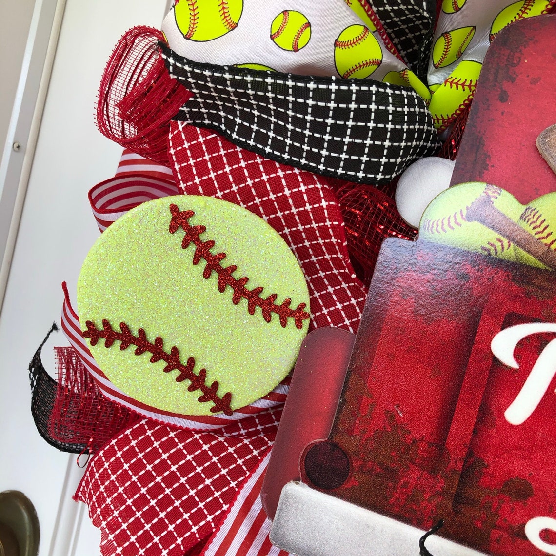 Softball Wreath Softball Coach Gift Softball Decor Gift for Etsy