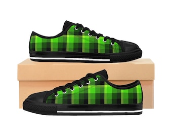 Irish Plaid Sneakers, Canvas Sneakers, Tie Sneakers, Woman Sneakers, Handmade Sneakers, Girls Sneakers, St Patrick Sneakers