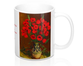 Happiness Mug UK| Romantic Mug| Poppy Flowers Mug | Poppy Flowers | Valentines Day Mug | Girlfriend Mug | Wife Mug | Present| Made in the UJ