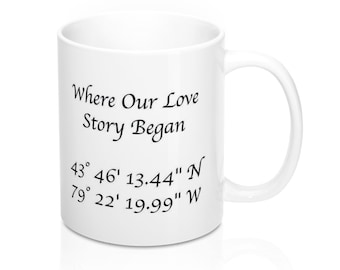 Our Love Story Mug, Made in the UK, Romantic Mug, Love story Place Mug, Valentines Day Mug, Girlfriend Mug, Wife Mug, Love Story Began Mug