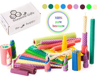 DIY Beeswax Candle Making Kit: 18 Colored Wax Sheets, Craft Gift