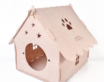 Handmade Felt Cat House: Modern Eco-Friendly Pet Bed