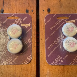 NOS Vintage Pfaltzgraff Tea Rose Porcelain Cabinet Knobs - Set of 4 (2 Packs) - Lenape Hand Crafted USA - New Old Stock Hardware