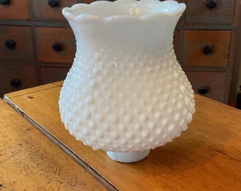 Vintage Hobnail Milk Glass Sconce Shade – Mid Century Dew Drop Replacement Glass 1 5/8” Fitter