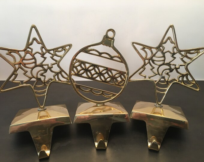 Large Brass Stocking Hangers/brass Star Stocking Holder/brass Christmas