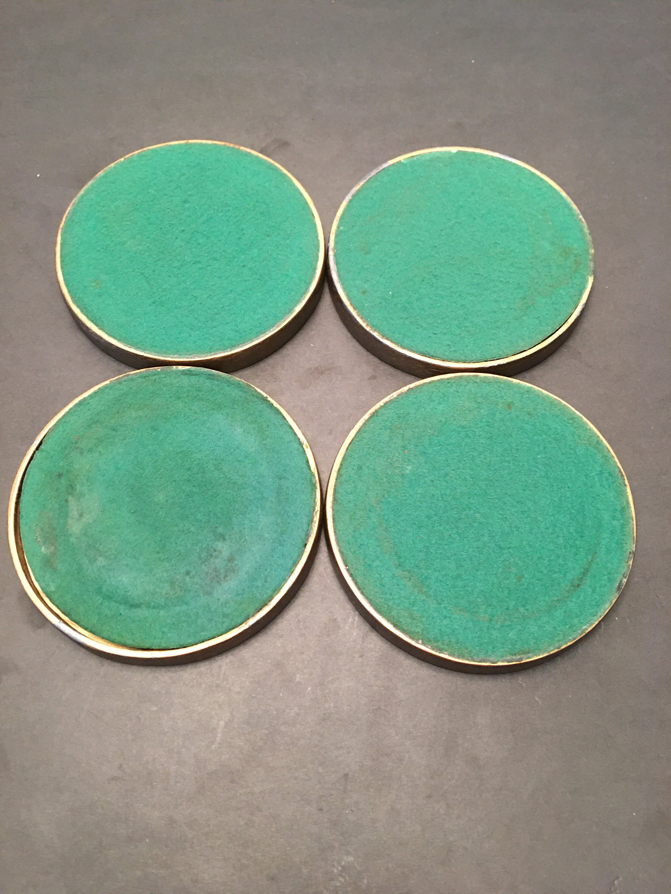 Gold Metal Coasters/heavy Metal Cork Coasters/vintage Etsy