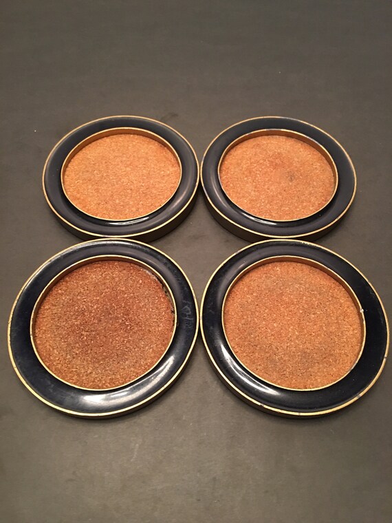 Gold Metal Coasters/heavy Metal Cork Coasters/vintage Etsy