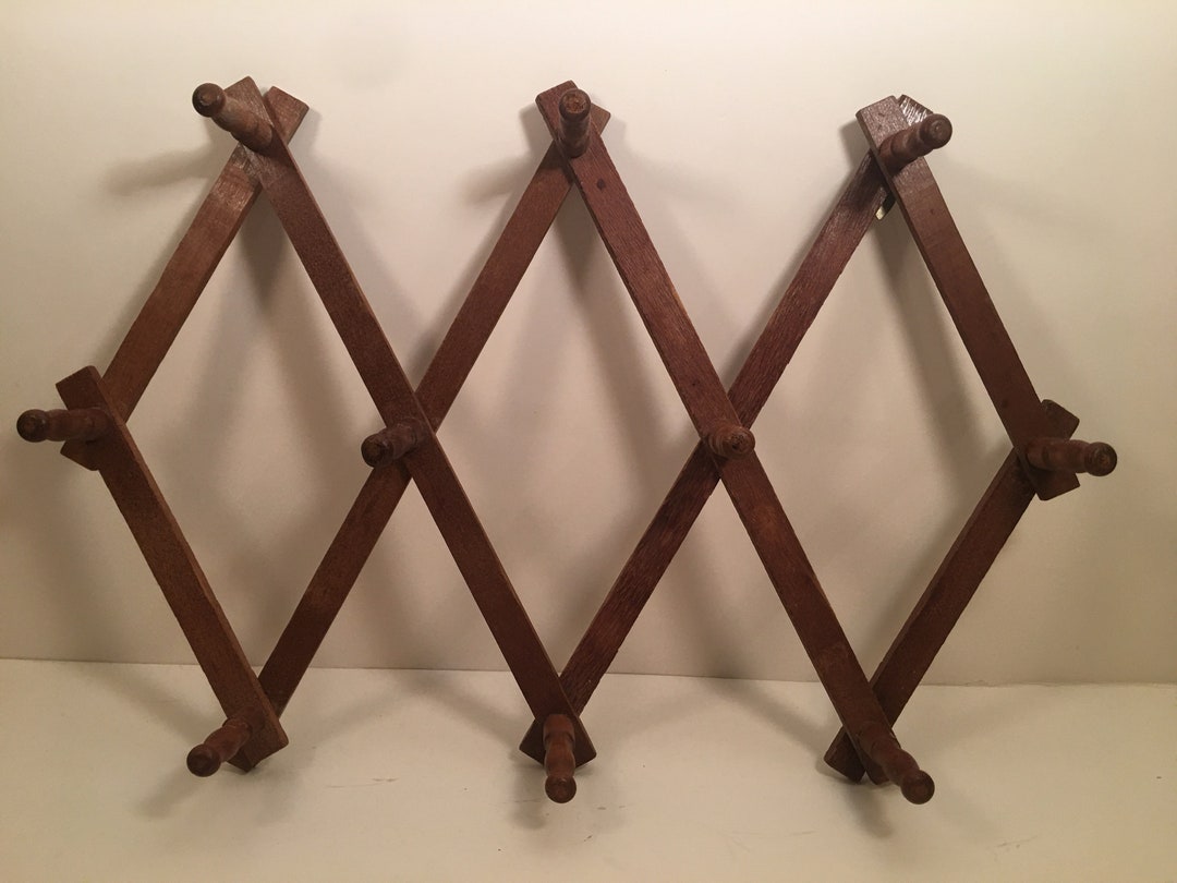 Vintage Wood Hat Rack/accordion Wood Coffee Cup Holder/large Etsy