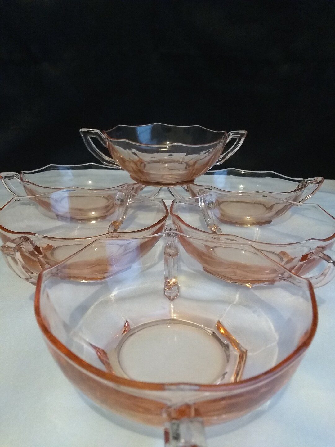 Pink Depression Glass Dessert Cups/6 Pink Dessert Cups/ornate Etsy