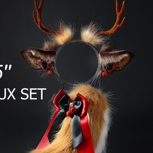 realistic faux fur deer tail and ear animal ear realistic antler ears headband fawn ear and tail set anime cosplay deer ear headband