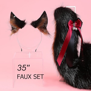 Conjunto realista de orejas y cola de cachorro de piel sintética Conjunto de orejas y cola de perro pastor Conjunto de orejas y cola de perro Shiba Inu anime cosplay cachorro jugar halloween