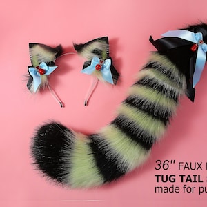 Realistic faux fur cat tail and ear set cat ear headband kitten ear and tail fox tail wolf tail anime cosplay ears and tail kitteplay